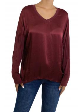 Maglia con dettagli in raso e colletto con scollo a V